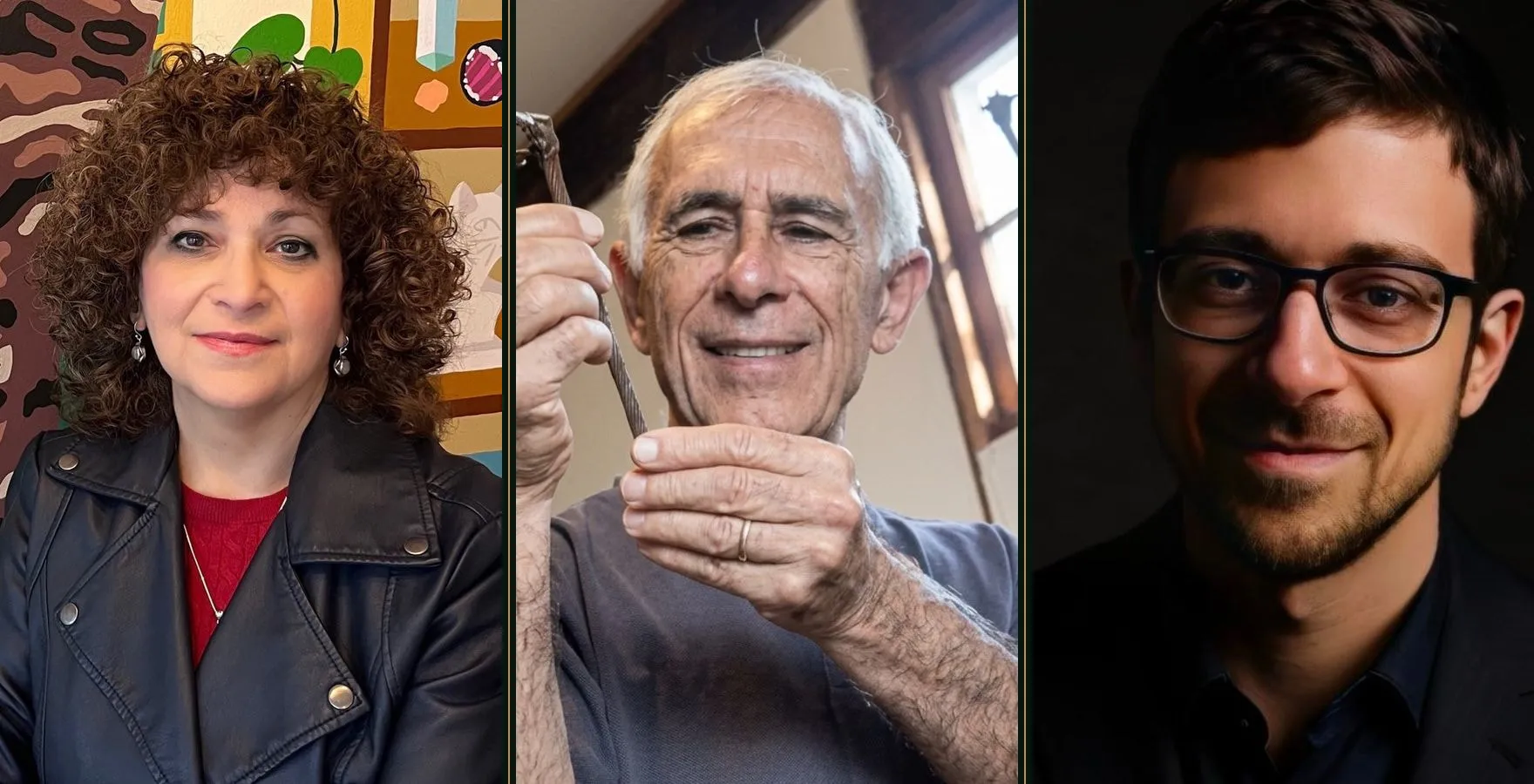 Portraits of Nava Atlas, Harry C. Tabak, and Evan Tabak Atlas